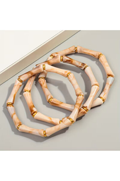 set.up Bone Model Resin Stone Triple Adjustable Set Bracelet