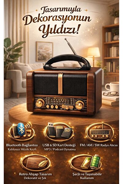 FaroxTech Geçmişin Frekansına Ayarlanın! Bluetooth Özellikli Vintage Görünüml...