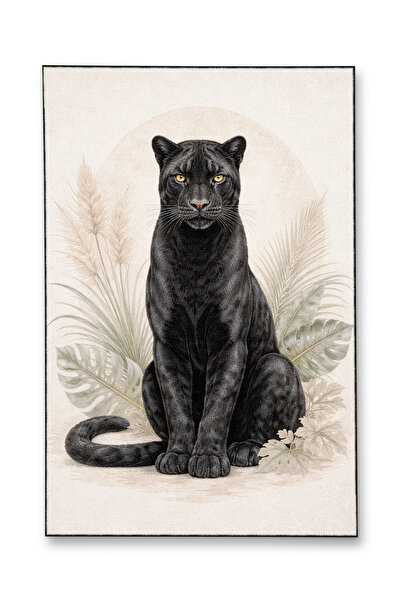 Rugs Modern Halı MOSSO Siyah Kaplan Detaylı Dokuma Taban Modern Dekoratif Hal...