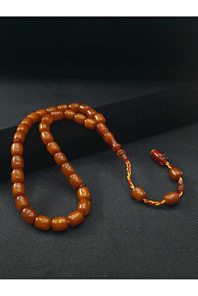 sarıyer silver Crimped Amber Natural Stone Cube Cut System Tassel Design Pray...