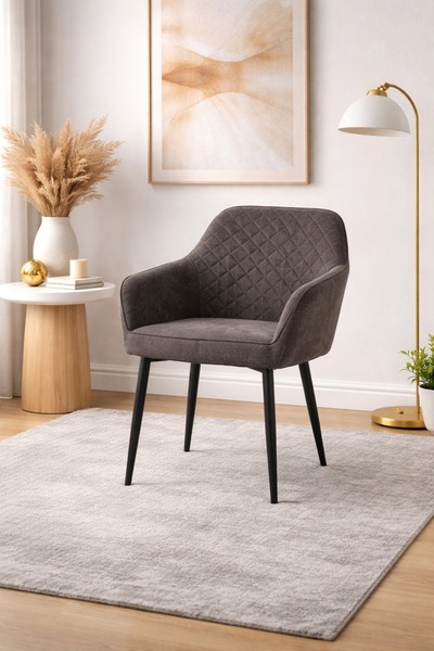 N.zone Diamond Modern Puffer Seating Chair – Premium Fabric with Black Metal ...