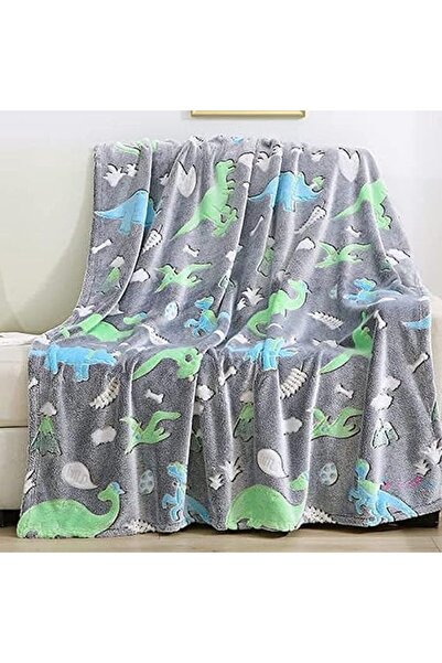 OEM Fluffy and Magic Blanket, Glow in the Dark Print, Dinosaurs, Green/Grey, ...