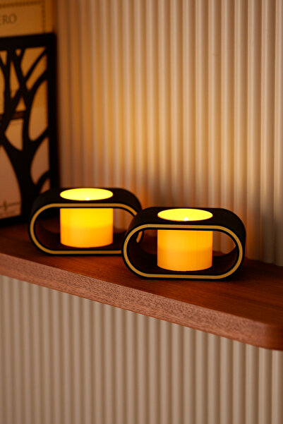 Alwen ASYA | Dekoratif Led Tealight Mumluk | Masaüstü Aydınlatma | 2'li Set |...
