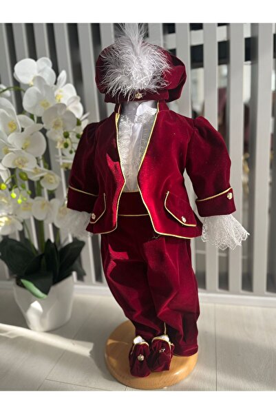 Inovius Costum botez print, grena - DPH393 - Marime: 3-6 luni