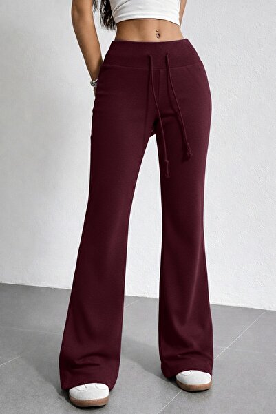 GHASSY CO. Women's Cotton High Waist Ultra Stretchy Lace-Up Wide Spanish Leg ...