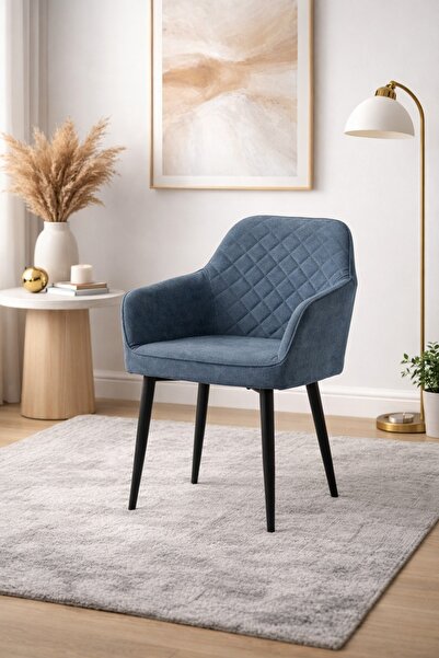 N.zone Diamond Modern Puffer Seating Chair – Premium Fabric with Black Metal ...