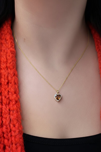 Silveranka Kalpli Zultanit Taşlı Altın Kaplama Gümüş Zincirli Kolye – Sevgili...