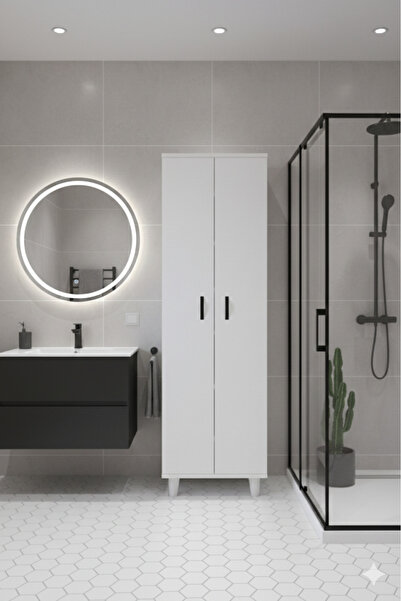 KZY Mobilya Selena 6 Raflı Banyo,Havlu Dolabı