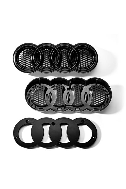 Audi Suport Emblema Negru Lucios Grila Fagure RS Look Set Complet A3 A4 A5 A6...
