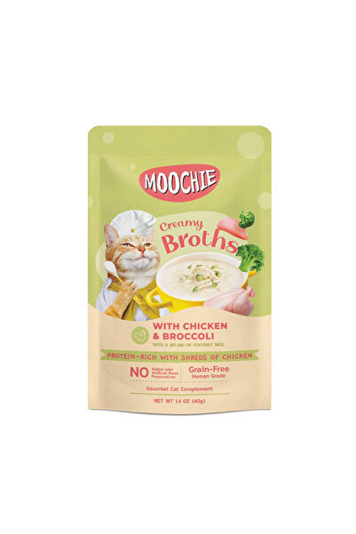 MOOCHIE STOROZDE ÇORBA KEDI ÖDÜLÜ TAVUK-BROKOLI 40 GR X (132410) 4 ADET