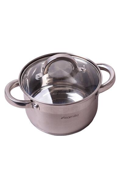 Kamille Oală gradată cu capac de sticlă, Kamille, oțel inoxidabil, 2,9 l, 18 cm, argintiu/transparent