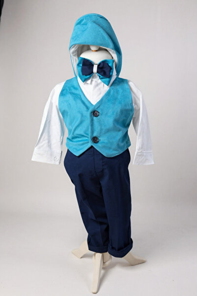 Inovius Γαλάζιο μπλε Βελούδο Βελούδο κοστούμι - DPH309 - Μέγεθος: 3-6 μηνών