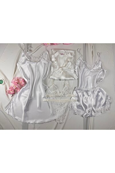 ROZENİN LINGERIE 6 Parça Sabahlık Gecelik İç Çamaşırı Takımı Çeyiz Seti