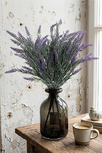 Yapay Çiçek Deposu نبات صناعي بـ 5 فروع من اللافندر الإسباني بطول 43 سم باللو...