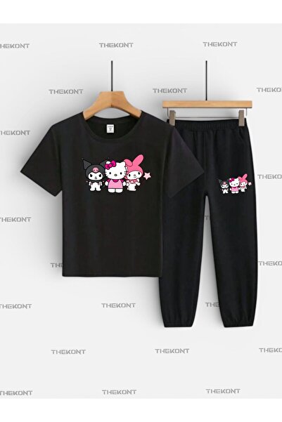 THEKONT HELLO-KIROMİ-SET PENTRU COPII CU ȘAPCĂ ROZ ȘI IMPRIMAT (TRICOU-ȘI PAN...