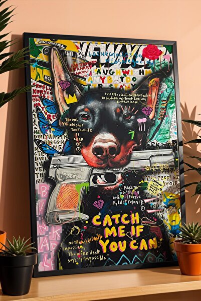 Saturn Catch Me if You Can Framed Painting Doberman Gangsta Gift for Doberman...