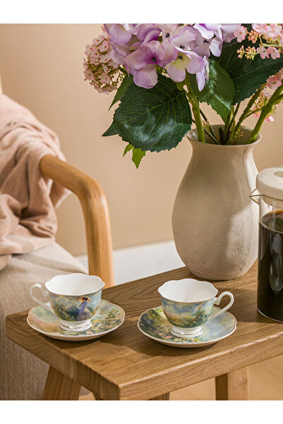 LC Waikiki ESVAB • Modern & Seçkin Baskılı 2 Kişilik Porselen Kahve Fincan Ta...