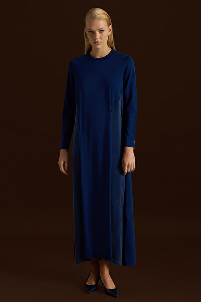 MISS DALIDA Kolları Cupro triko Elbise Dark Navy