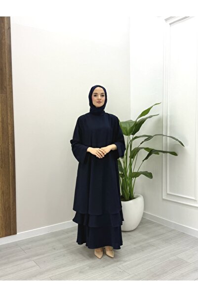 NS Moda Tesettür Safir Dress Navy Blue-Model 557