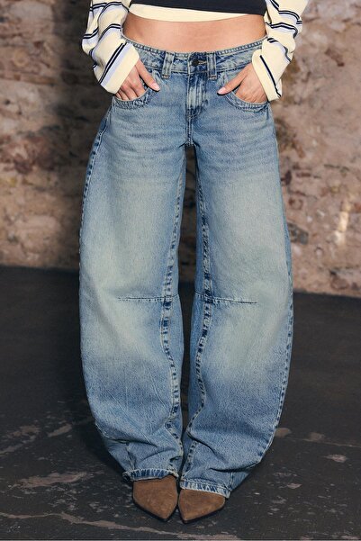 Stradivarius Düşük bel barrel jean