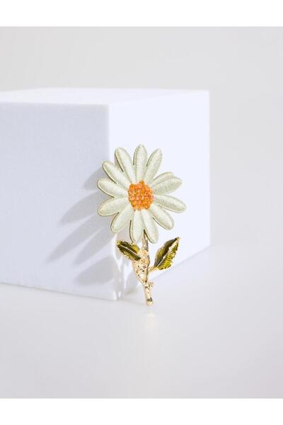 Jimmy Key Yeşil Papatya Figürlü Broş