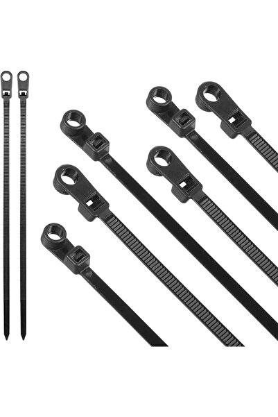 The Bros أربطة كابلات متينة مزودة بفتحة لولبية، سوداء، 200 مم، منظم أسلاك بلا...