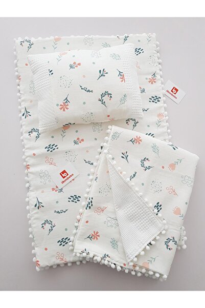 ilkimbebe طقم بيكلي مزخرف بالزهور مكون من 3 قطع مع فتحات سفلية