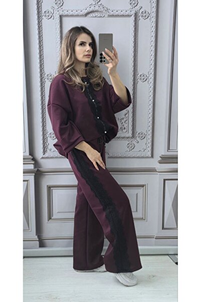 MAXORA SHOP Women's set with trousers and blouse decorated with Lace and eleg...
