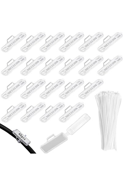 The Bros 100 Pieces Transparent Cable Labels and 100 White Durable Cable Ties...
