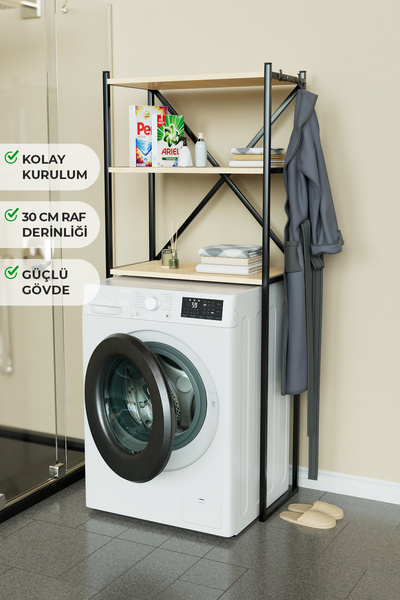 Hediyeler Kapında Çamaşır Makinesi Üstü Düzenleyici 3 Raflı Banyo Organizer