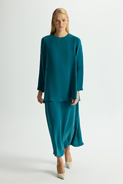 MISS DALIDA Düz Renk Cupro Etek North Sea