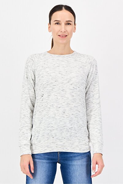 Buffalo Women Crew Neck Heather Long Sleeve Sweater, Light Grey