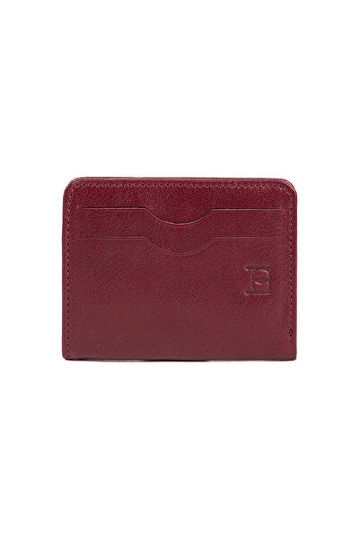 BAYDERİ Coewl Leather Magnetic Card Holder Claret Red