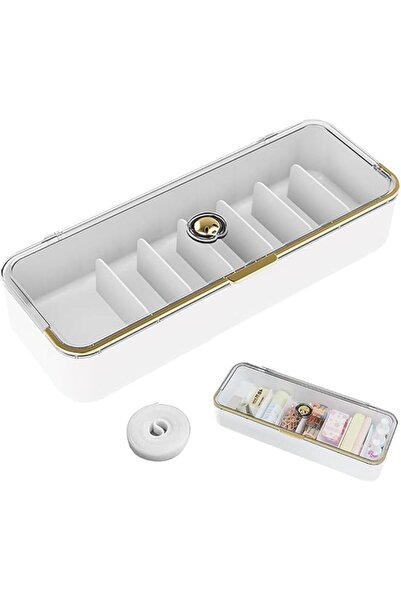 The Bros صندوق تخزين منظم للكابلات بغطاء، 7 أقسام، حاوية لإدارة الكابلات للبي...