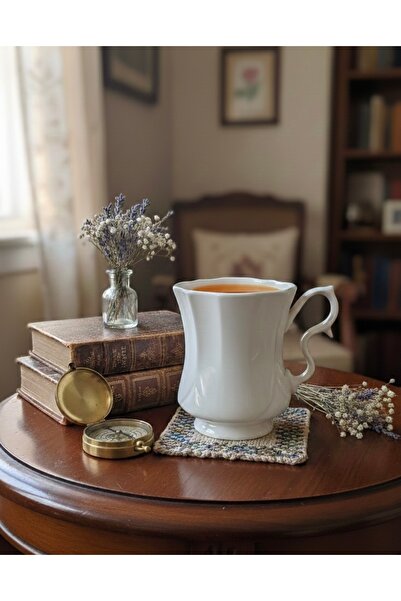 CHEMDLE Zarif Kulplu Porselen Çay & Kahve Bardağı – Vintage Tasarım