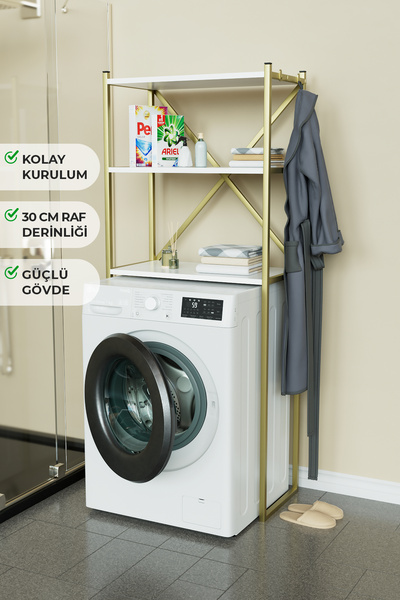 Hediyeler Kapında Çamaşır Makinesi Üstü Düzenleyici 3 Raflı Banyo Organizer