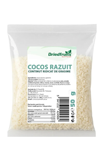 Driedfruits Grated coconut (high fat content) – 50 g