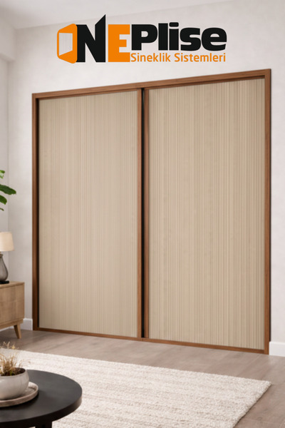 oneplise sineklik sistemleri Premium Seri Duble Kapı Seperatörü-Estetik Akordiyon Plise Perdesi Ölçü Aralığı(0-180 CM X 0-230 CM)