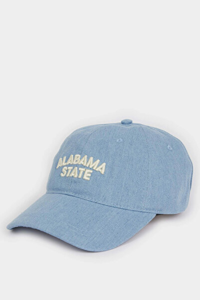 DeFacto B7194Axbe18 Blue Women's Embroidery Jean Cap Hat