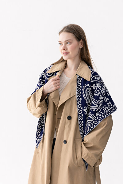 Wega Moda Patterned Triangle Double-Sided Shoulder Shawl – Women's Knitwear S...