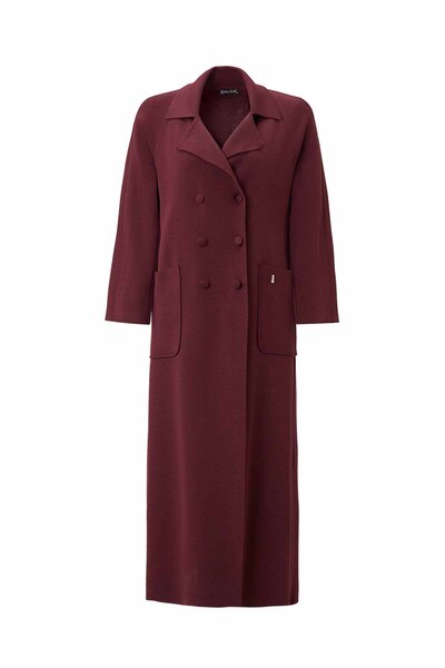 MISS DALIDA T26K-9002 Gömlek Yaka Cepli Triko Hırka TOGA-BORDO