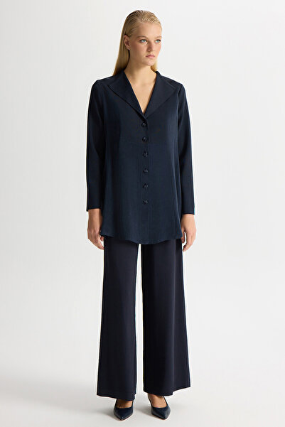 MISS DALIDA Triko-Cupro Ceket Dark Navy