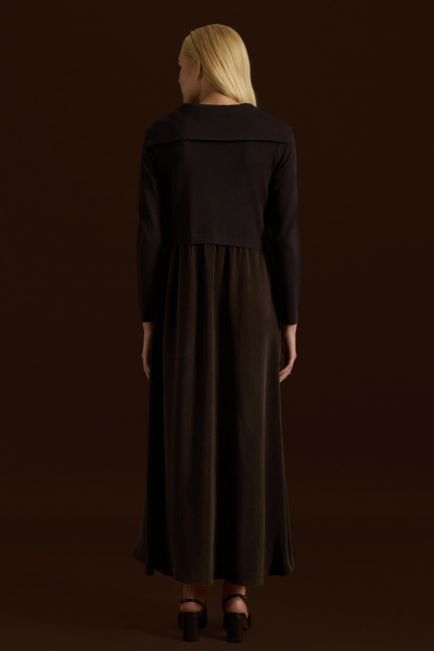 MISS DALIDA Fermuar Detaylı Yüksek Yakalı Cupro Elbise Kahverengi