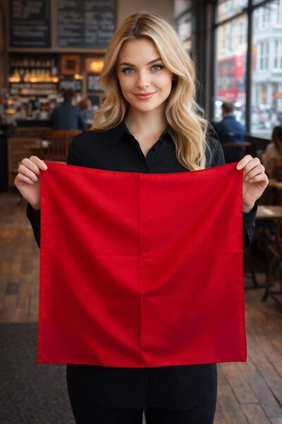 BALIENTE Red Satin Shiny Women's Scarf 50X50 cm