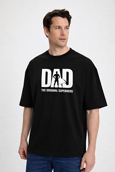 Le Touche Men's Oversize Wide Cut 100% Cotton Soft Textured Dad Printed Crew ...