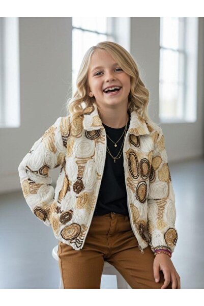 Zekids Girl's Zippered Patterned Design Jacket