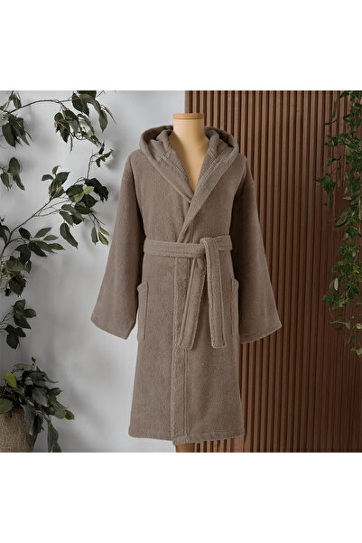 Altınbaşak Dolce Kapüşonlu Tekli Bornoz Sabre/Bej L/XL Beden
