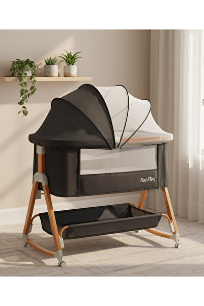 Bonfino Regal Crib & Bedside Bassinet, Bedside Sleeper with Retractable Remov...