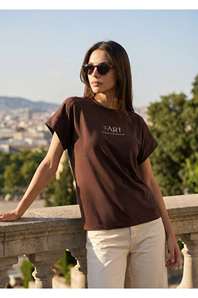 Amia&Co. Printed Oversize Short Sleeve Crew Neck Women's T-Shirt