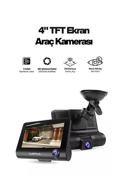 MPIA 4.0” TFT Ekran 3 Lensli Araç Kamerası | Geri & Gece Görüş | 150° Geniş A...